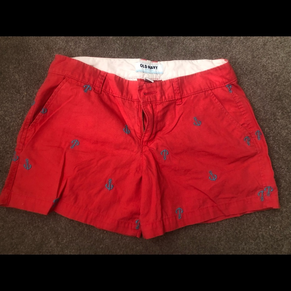 Old Navy anchor reddish-orange & blue shorts size 2